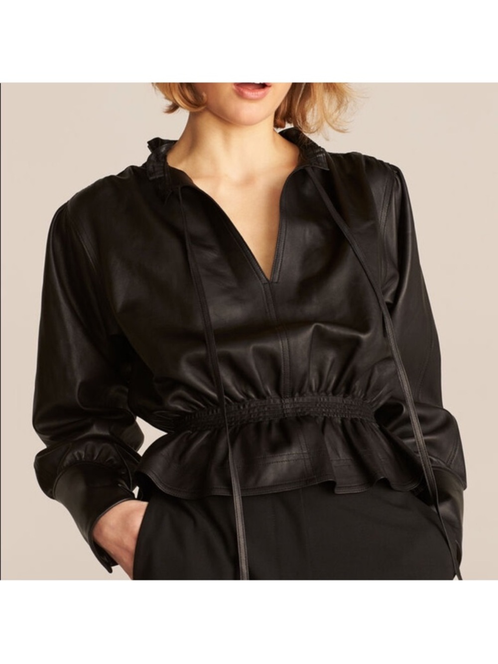 Rebecca Taylor GLOVE LEATHER BLOUSE